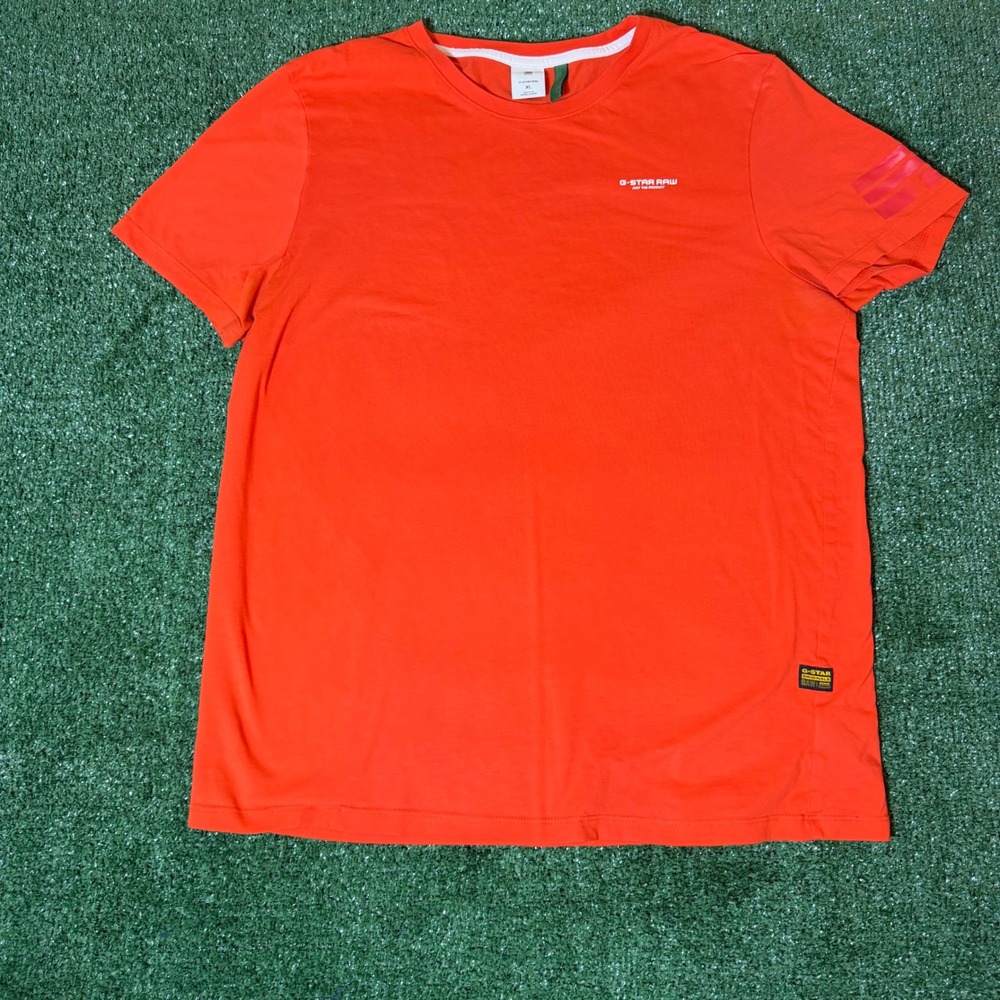 G-Star Raw Mens Orange Short Sleeve Crew Neck Graphic T-Shirt XL